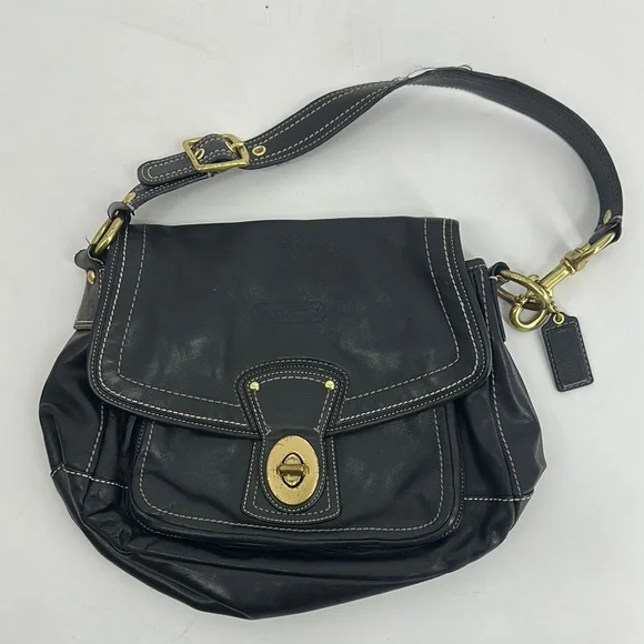 Coach 65th Anniversary Black Leather Shoulder Bag - Picture 1 of 11